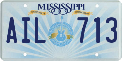 MS license plate AIL713