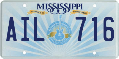 MS license plate AIL716