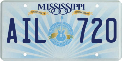MS license plate AIL720