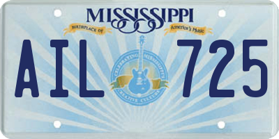 MS license plate AIL725