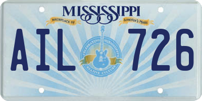 MS license plate AIL726