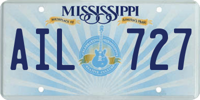 MS license plate AIL727