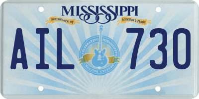MS license plate AIL730