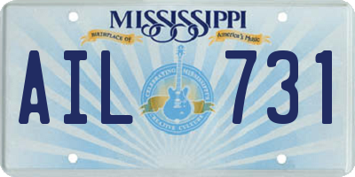 MS license plate AIL731