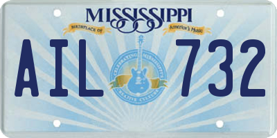 MS license plate AIL732