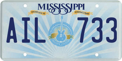 MS license plate AIL733