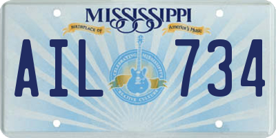 MS license plate AIL734
