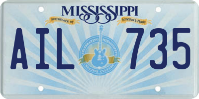 MS license plate AIL735