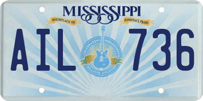 MS license plate AIL736