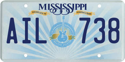 MS license plate AIL738
