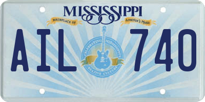 MS license plate AIL740