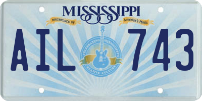 MS license plate AIL743