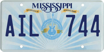 MS license plate AIL744
