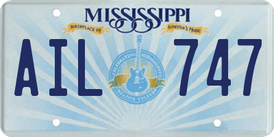 MS license plate AIL747