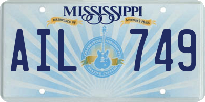 MS license plate AIL749
