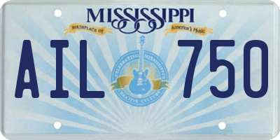 MS license plate AIL750