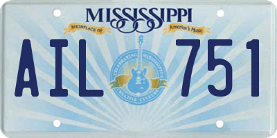 MS license plate AIL751