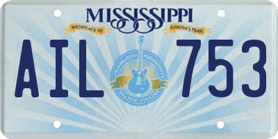 MS license plate AIL753