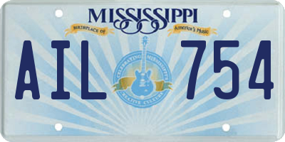 MS license plate AIL754