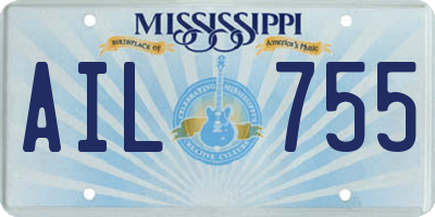 MS license plate AIL755