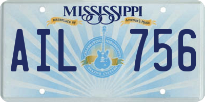 MS license plate AIL756