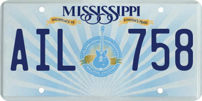 MS license plate AIL758