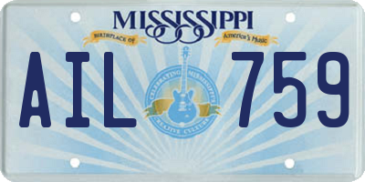 MS license plate AIL759