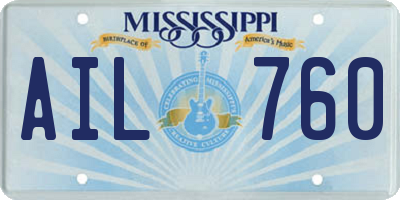 MS license plate AIL760