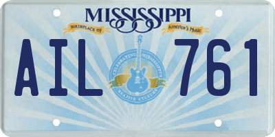 MS license plate AIL761