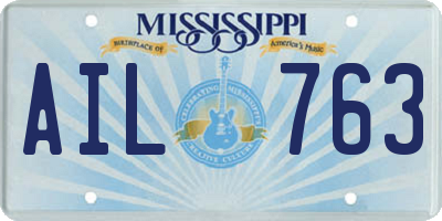 MS license plate AIL763