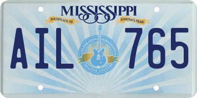 MS license plate AIL765