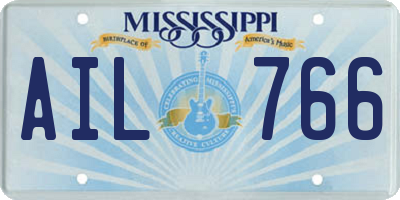 MS license plate AIL766
