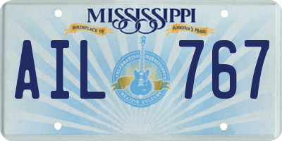 MS license plate AIL767