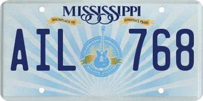 MS license plate AIL768