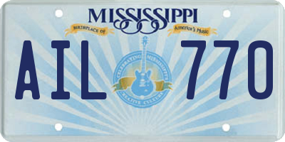 MS license plate AIL770