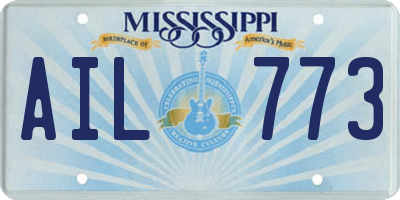MS license plate AIL773