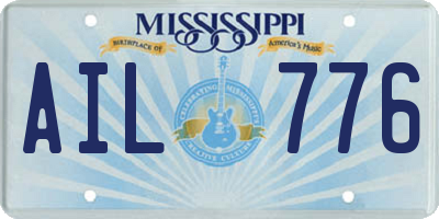 MS license plate AIL776