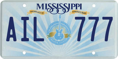 MS license plate AIL777