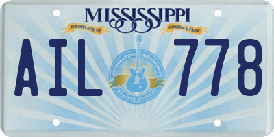 MS license plate AIL778