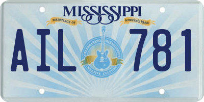 MS license plate AIL781