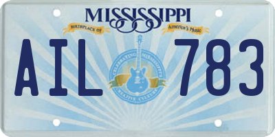 MS license plate AIL783