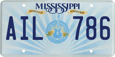 MS license plate AIL786