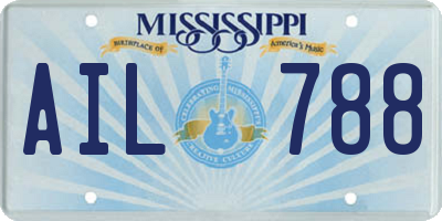 MS license plate AIL788