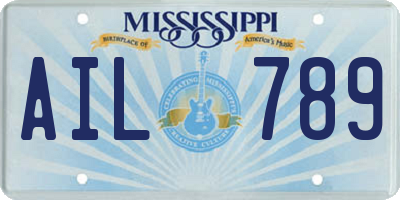 MS license plate AIL789