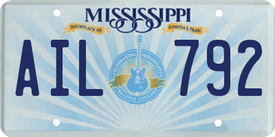 MS license plate AIL792