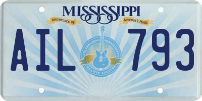MS license plate AIL793