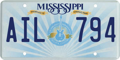 MS license plate AIL794