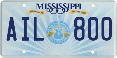 MS license plate AIL800