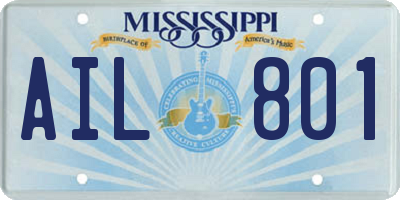 MS license plate AIL801