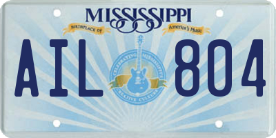 MS license plate AIL804